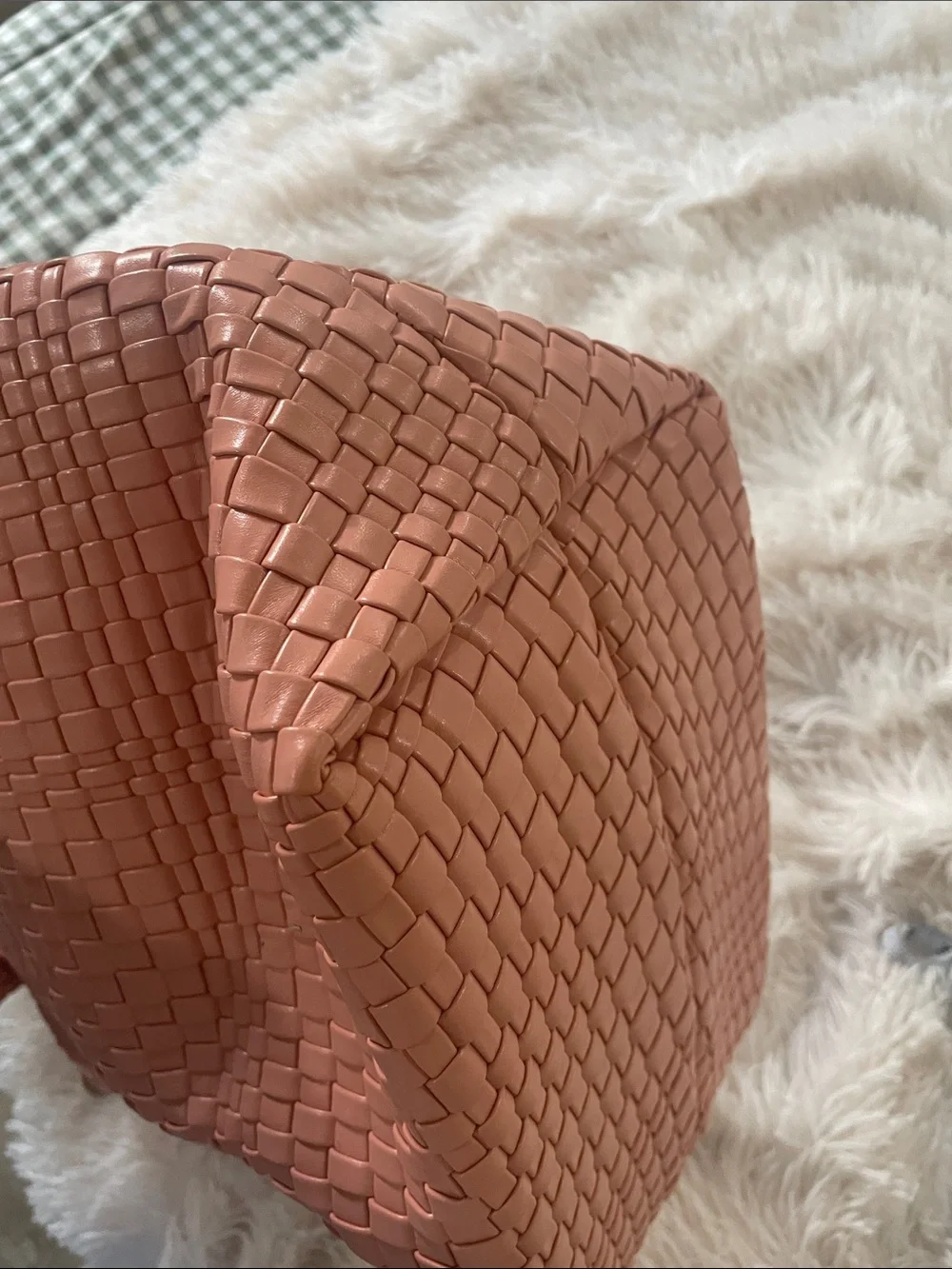 Woven Pink Tote with Detachable Shoulder Strap